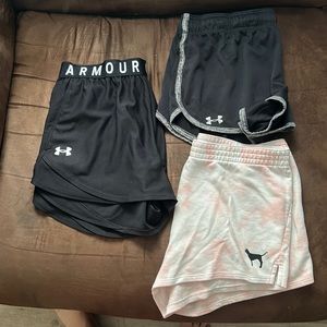 Lot of under armor and pink shorts s-m